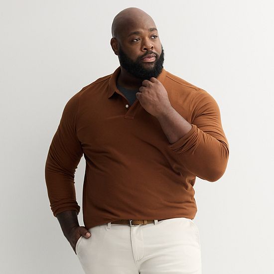 Big & Tall Sonoma Goods For Life® Long Sleeve Pique Polo
