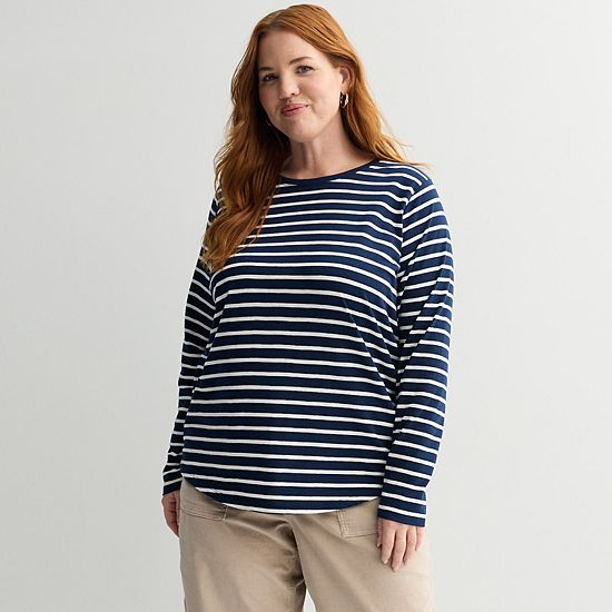 Plus Size Sonoma Goods For Life® Everyday Long Sleeve Crewneck T-Shirt