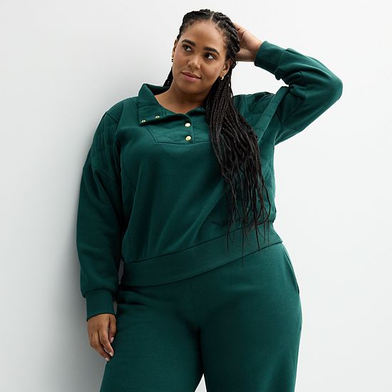 Plus Size Sonoma Goods For Life® Quilted Fleece Sweatshirt