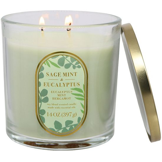 Sonoma Goods For Life® Sage Mint & Eucalyptus 14-oz. Blue Floral Candle Jar