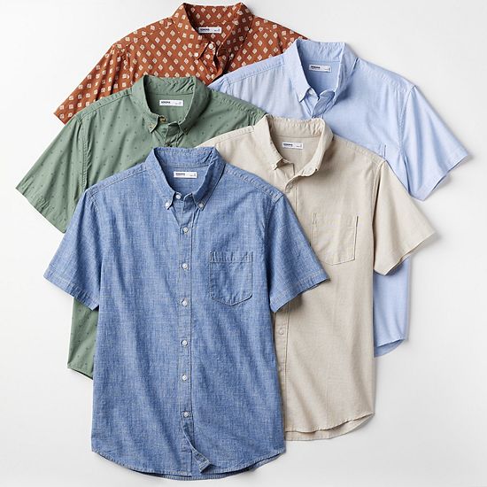 Men's Sonoma Goods For Life® Short Sleeve Perfect Length Button Down Shirt