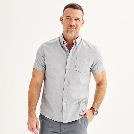 Men's Sonoma Goods For Life® Short Sleeve Perfect Length Button Down Shirt