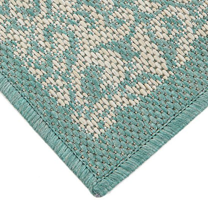 Sonoma Goods For Life® Aqua Classic Medallion Border Indoor/Outdoor Area Rugs