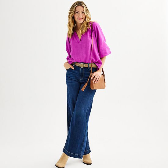 Petite Sonoma Goods For Life® Premium High Rise Wide Leg Jeans
