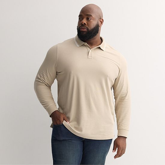 Big & Tall Sonoma Goods For Life® Long Sleeve Pique Polo