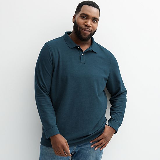 Big & Tall Sonoma Goods For Life® Long Sleeve Pique Polo