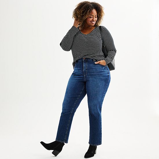 Plus Size Sonoma Goods For Life® Everyday Long Sleeve V-Neck Tee
