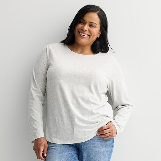 Plus Size Sonoma Goods For Life® Everyday Long Sleeve Crewneck T-Shirt