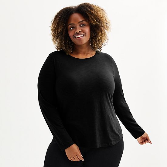 Plus Size Sonoma Goods For Life® Everyday Long Sleeve Crewneck T-Shirt