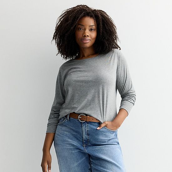Plus Size Sonoma Goods For Life® Everyday Long Sleeve Crewneck T-Shirt