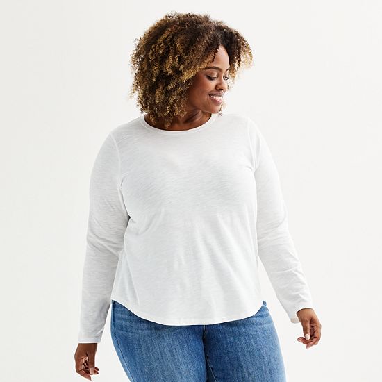 Plus Size Sonoma Goods For Life® Everyday Long Sleeve Crewneck T-Shirt