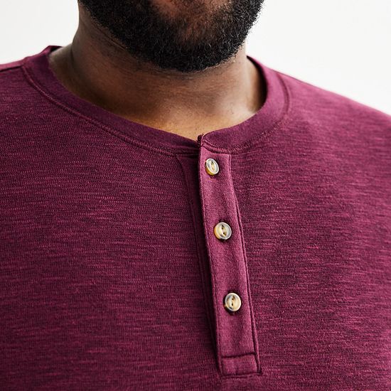 Big & Tall Sonoma Goods For Life® Long Sleeve Textured Henley Tee
