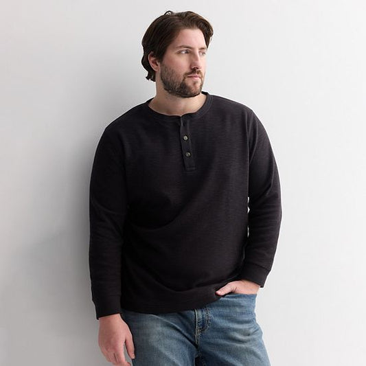 Big & Tall Sonoma Goods For Life® Long Sleeve Textured Henley Tee