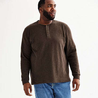 Big & Tall Sonoma Goods For Life® Long Sleeve Textured Henley Tee
