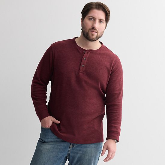 Big & Tall Sonoma Goods For Life® Long Sleeve Textured Henley Tee