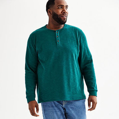 Big & Tall Sonoma Goods For Life® Long Sleeve Textured Henley Tee