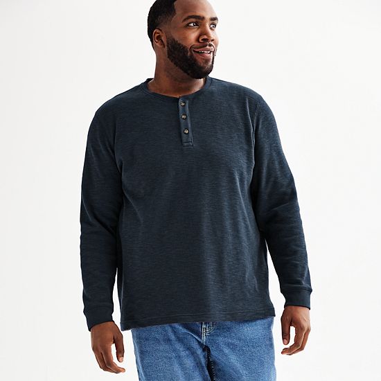 Big & Tall Sonoma Goods For Life® Long Sleeve Textured Henley Tee
