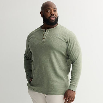 Big & Tall Sonoma Goods For Life® Long Sleeve Textured Henley Tee