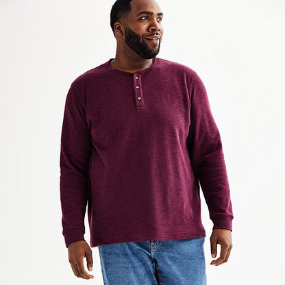 Big & Tall Sonoma Goods For Life® Long Sleeve Textured Henley Tee