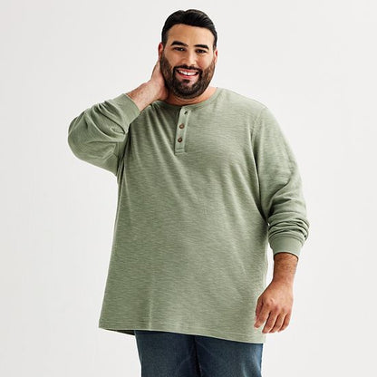 Big & Tall Sonoma Goods For Life® Long Sleeve Textured Henley Tee
