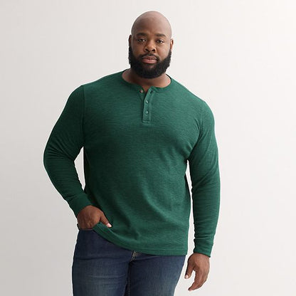 Big & Tall Sonoma Goods For Life® Long Sleeve Textured Henley Tee