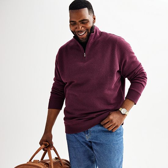 Big & Tall Sonoma Goods For Life® Sweater Fleece Quarter Zip Pullover