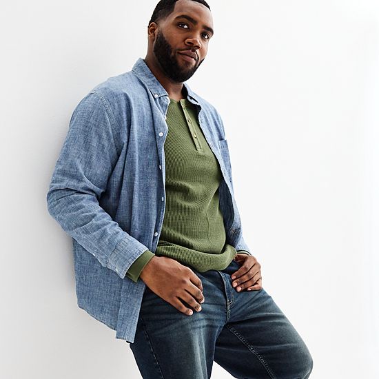 Big & Tall Sonoma Goods For Life® Long Sleeve Waffle Henley Tee