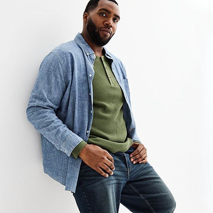 Big & Tall Sonoma Goods For Life® Long Sleeve Waffle Henley Tee