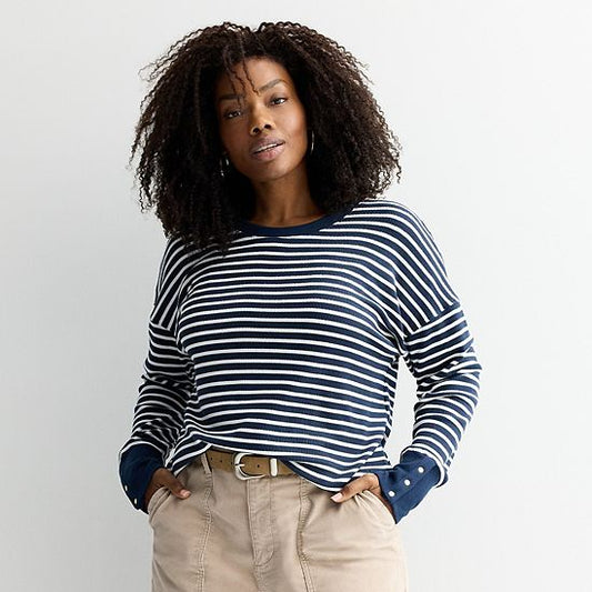 Plus Size Sonoma Goods For Life® Cozy Waffle Pullover Sweater