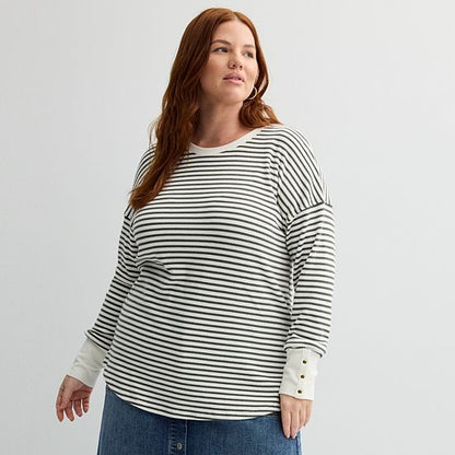 Plus Size Sonoma Goods For Life® Cozy Waffle Pullover Sweater