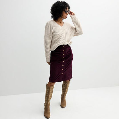 Women's Sonoma Goods For Life® Button-Front Corduroy Skirt