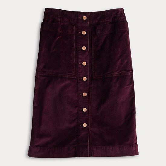 Women's Sonoma Goods For Life® Button-Front Corduroy Skirt