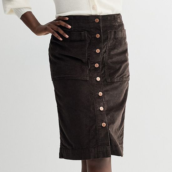 Women's Sonoma Goods For Life® Button-Front Corduroy Skirt