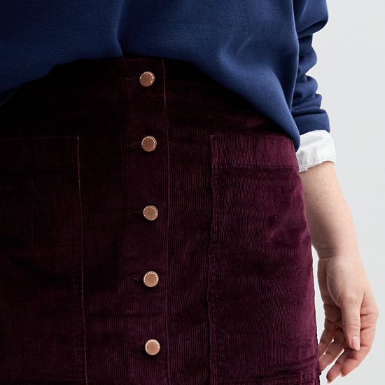 Plus Size Sonoma Goods For Life® Button-Front Corduroy Skirt