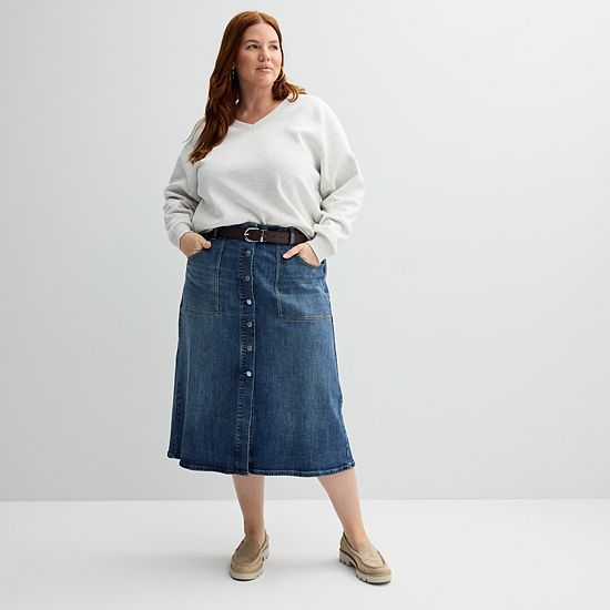 Plus Size Sonoma Goods For Life® V-Neck Sweatshirt