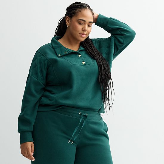 Plus Size Sonoma Goods For Life® Quilted Fleece Sweatshirt