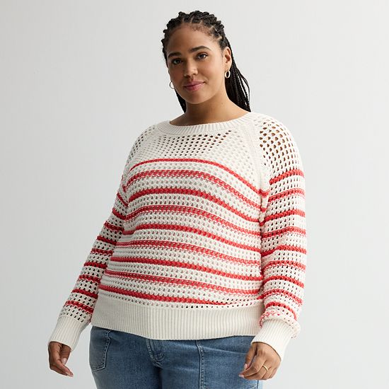 Plus Size Sonoma Goods For Life® Open Stitch Pullover
