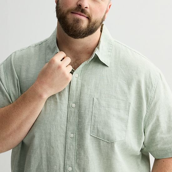 Big & Tall Sonoma Goods For Life® Short Sleeve Perfect Length Linen Shirt