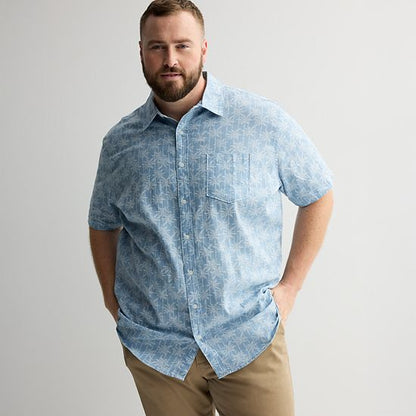 Big & Tall Sonoma Goods For Life® Short Sleeve Perfect Length Linen Shirt