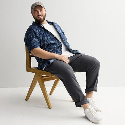 Big & Tall Sonoma Goods For Life® Short Sleeve Perfect Length Button Down Shirt