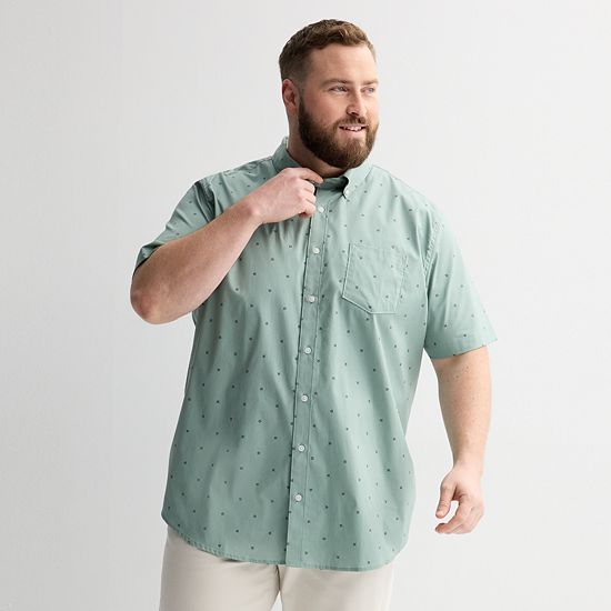 Big & Tall Sonoma Goods For Life® Short Sleeve Perfect Length Button Down Shirt