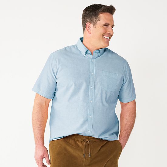 Big & Tall Sonoma Goods For Life® Short Sleeve Perfect Length Button Down Shirt