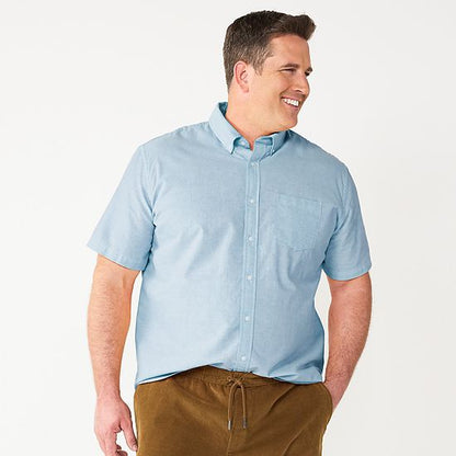 Big & Tall Sonoma Goods For Life® Short Sleeve Perfect Length Button Down Shirt