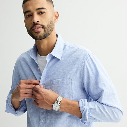 Men's Sonoma Goods For Life® Perfect Length Long Sleeve Linen Shirt