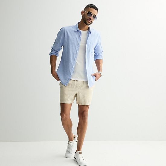 Men's Sonoma Goods For Life® Perfect Length Long Sleeve Linen Shirt