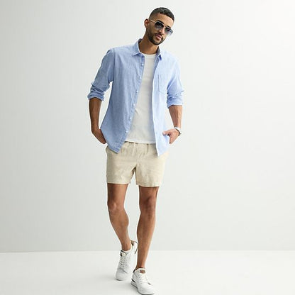 Men's Sonoma Goods For Life® Perfect Length Long Sleeve Linen Shirt