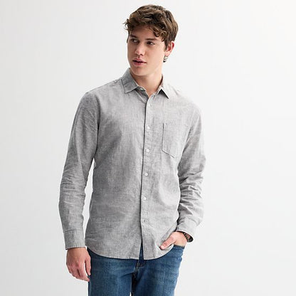 Men's Sonoma Goods For Life® Perfect Length Long Sleeve Linen Shirt