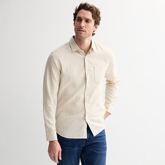 Men's Sonoma Goods For Life® Perfect Length Long Sleeve Linen Shirt