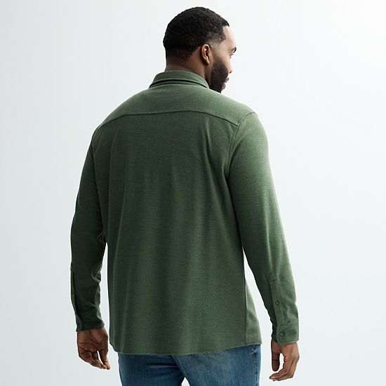 Big & Tall Sonoma Goods For Life® Long Sleeve Pique Button-Up Shirt