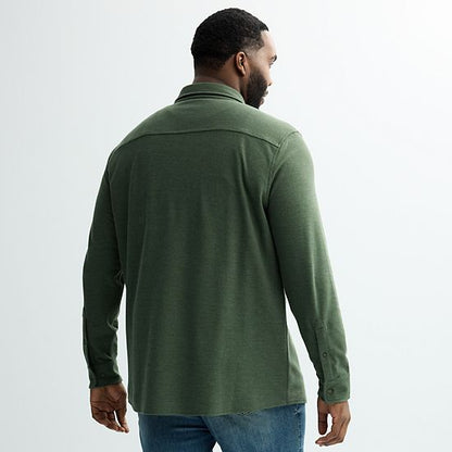 Big & Tall Sonoma Goods For Life® Long Sleeve Pique Button-Up Shirt